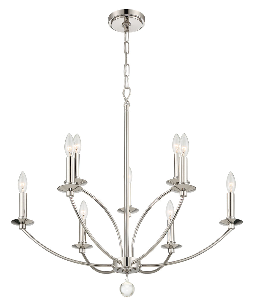 ##Antique Hardware## Mila 9 Light Polished Nickel Chandelier