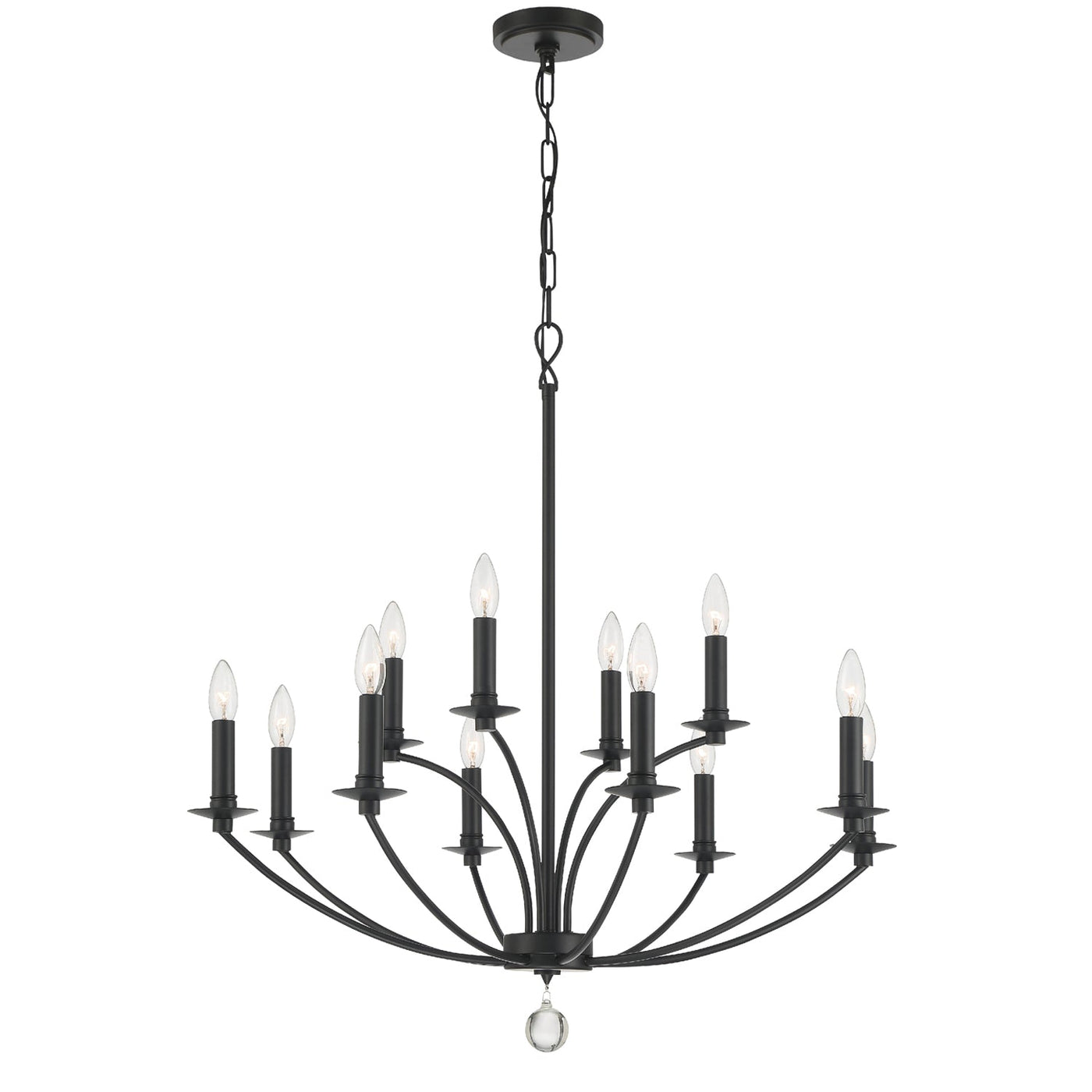 ##Antique Hardware## Mila 12 Light Black Chandelier