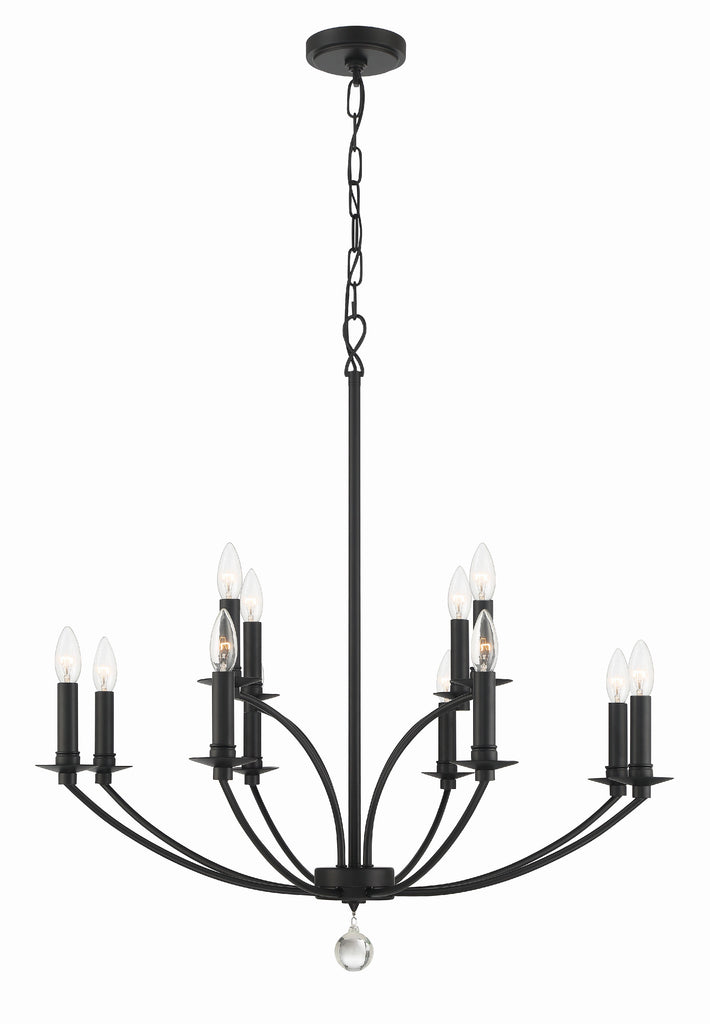 ##Antique Hardware## Mila 12 Light Black Chandelier