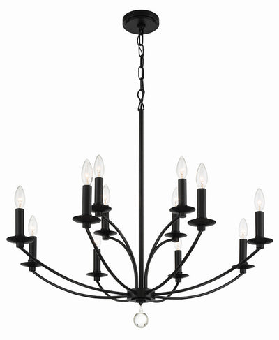 ##Antique Hardware## Mila 12 Light Black Chandelier