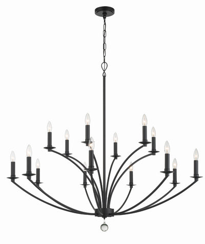 ##Antique Hardware## Mila 15 Light Black Chandelier