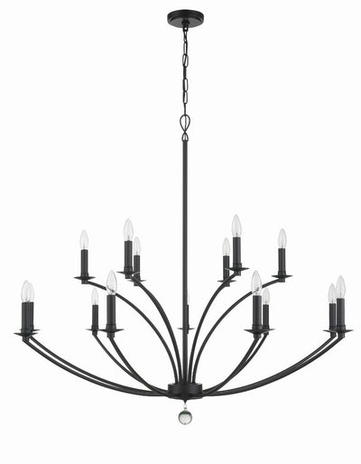 ##Antique Hardware## Mila 15 Light Black Chandelier