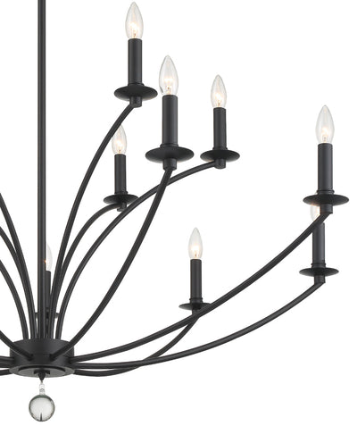 ##Antique Hardware## Mila 15 Light Black Chandelier