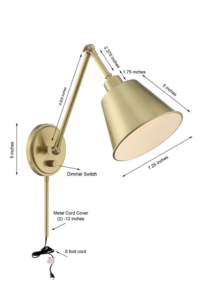 ##Antique Hardware## Mitchell 1 Light Aged Brass Task Sconce