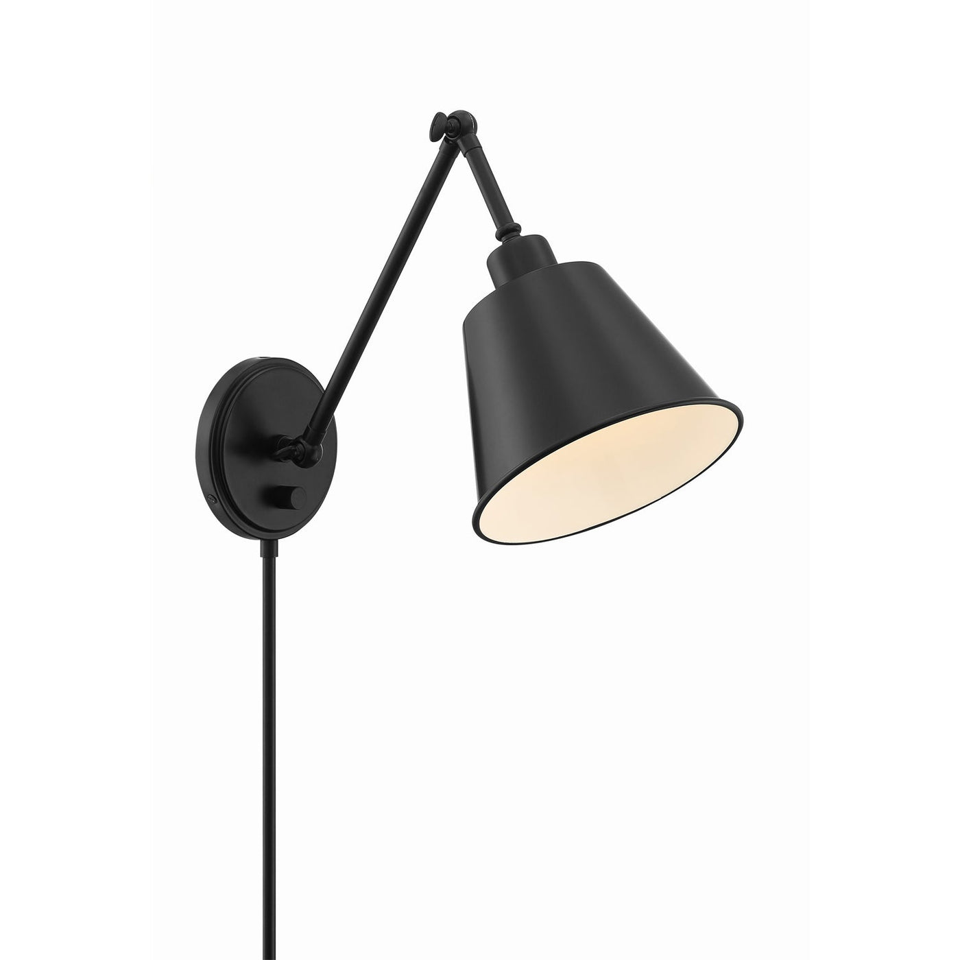 ##Antique Hardware## Mitchell 1 Light Matte Black Task Sconce