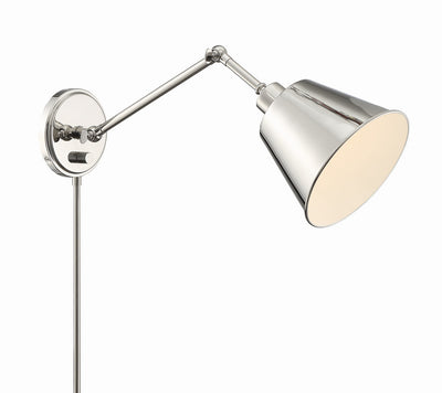 ##Antique Hardware## Mitchell 1 Light Polished Nickel Task Sconce