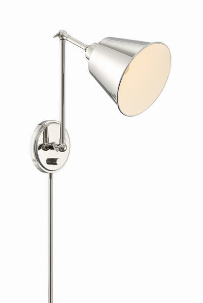 ##Antique Hardware## Mitchell 1 Light Polished Nickel Task Sconce