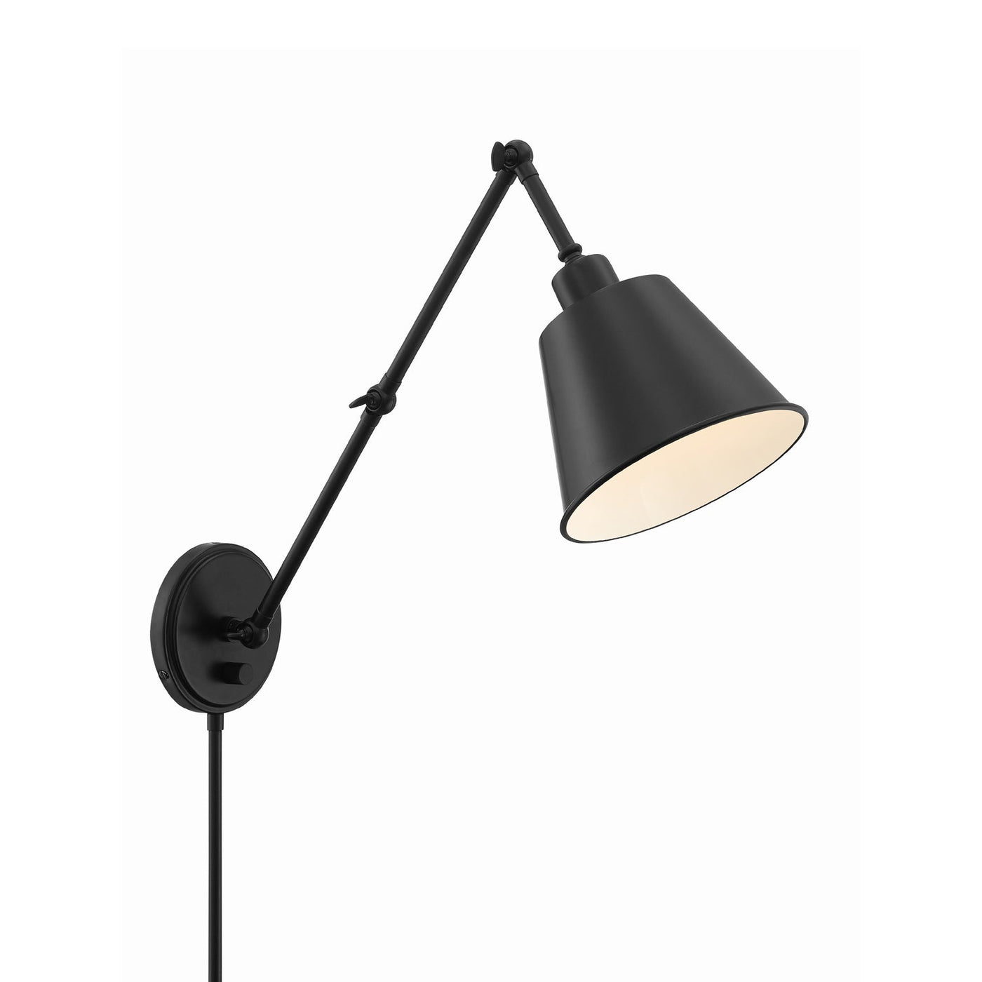 ##Antique Hardware## Mitchell 1 Light Matte Black Task Sconce