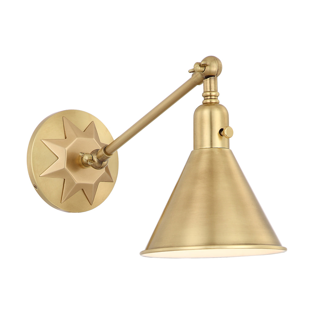 ##Antique Hardware## Morgan 1 Light Aged Brass Task Sconce