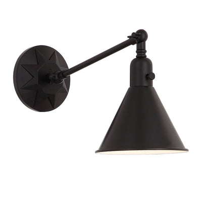 ##Antique Hardware## Morgan 1 Light Matte Black Task Sconce