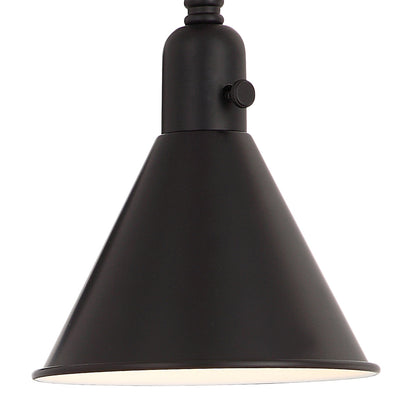 ##Antique Hardware## Morgan 1 Light Matte Black Task Sconce