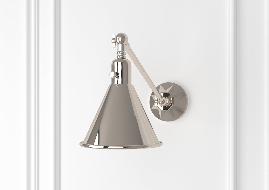 ##Antique Hardware## Morgan 1 Light Polished Nickel Task Sconce