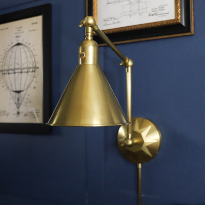 ##Antique Hardware## Morgan 1 Light Aged Brass Task Sconce