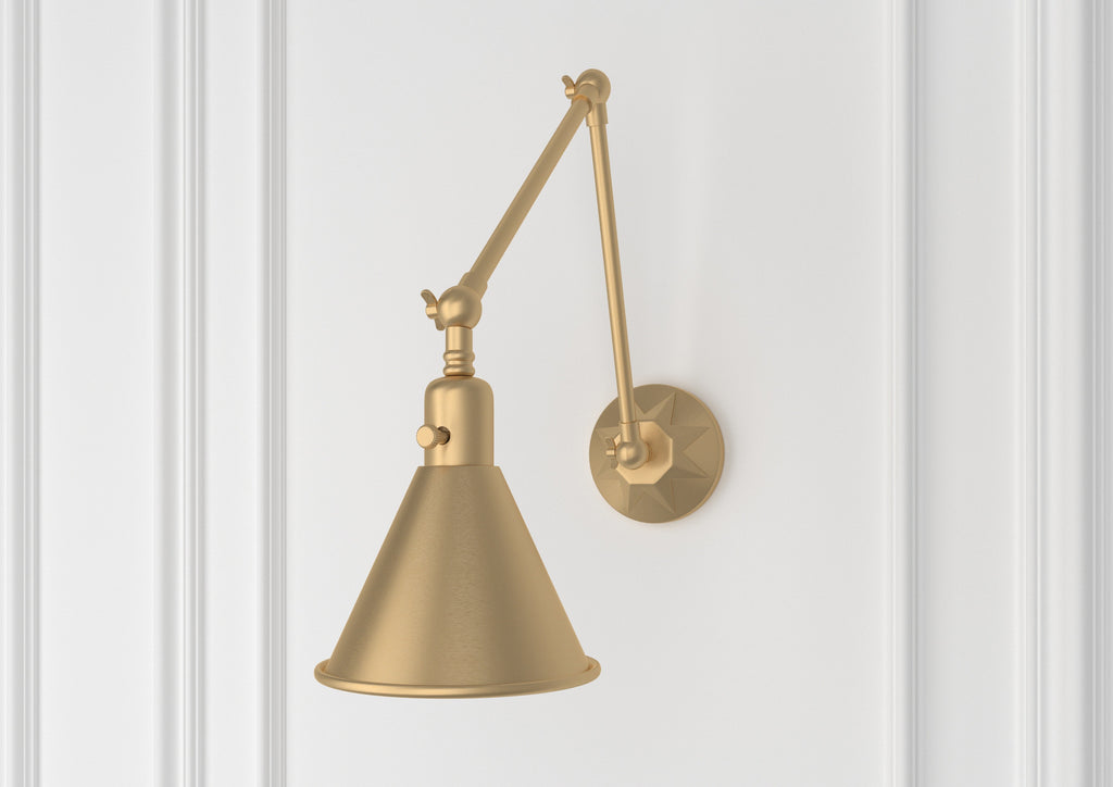 ##Antique Hardware## Morgan 1 Light Aged Brass Task Sconce