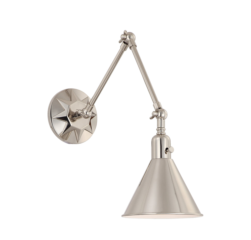 ##Antique Hardware## Morgan 1 Light Polished Nickel Task Sconce