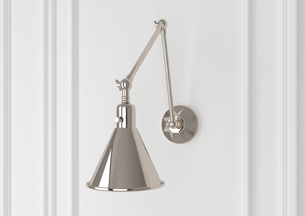 ##Antique Hardware## Morgan 1 Light Polished Nickel Task Sconce