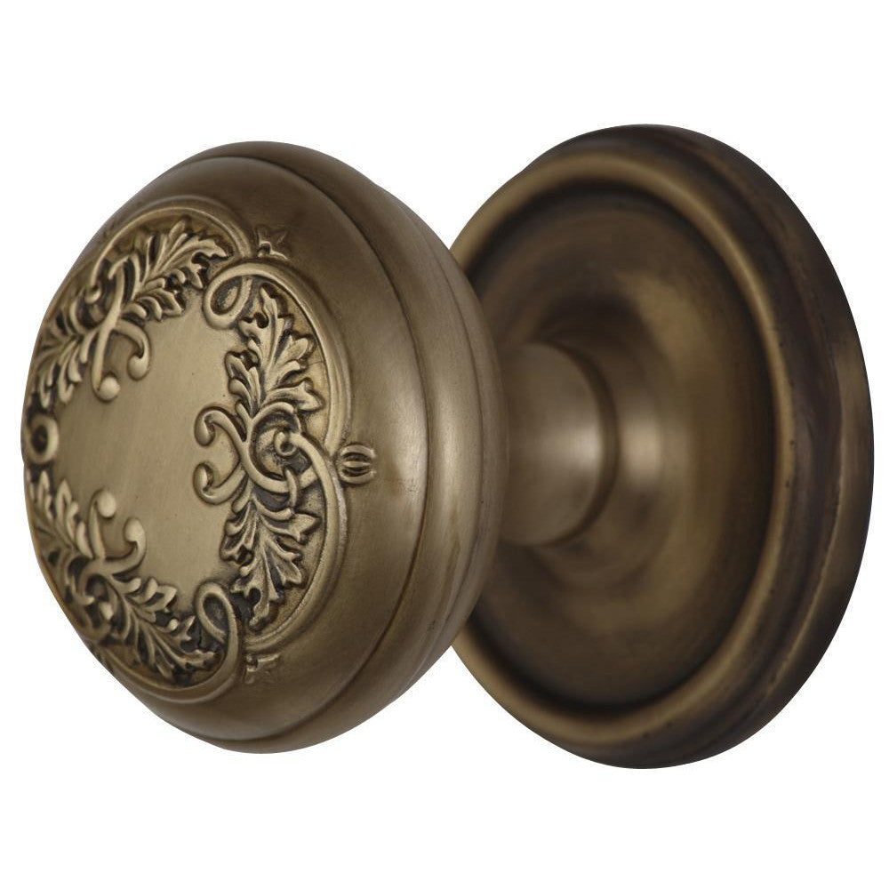 ##Antique Hardware## Traditional Rosette Door Set with Floral Leaf Pattern Knob (Several Finishes Available)