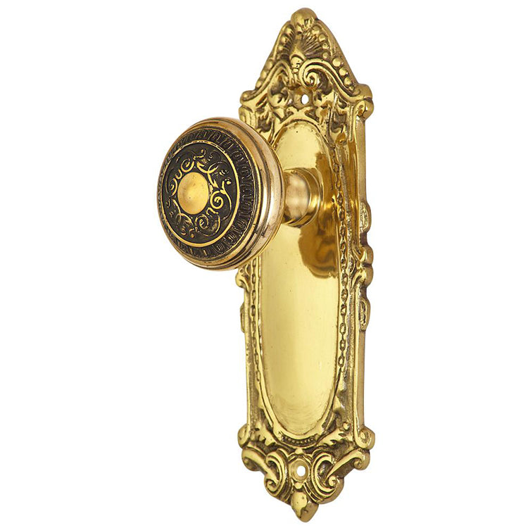 ##Antique Hardware## Ornate Victorian Long Backplate Door Set with Egg & Dart Door Knobs (Several Finishes Available)