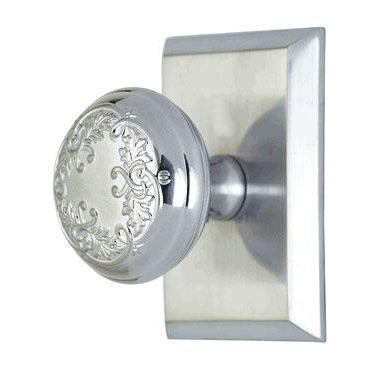 ##Antique Hardware## Solid Brass Floral Leaf Door Knob With Rectangular Rosette