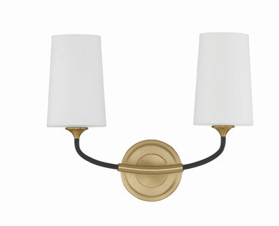 ##Antique Hardware## Niles 2 Light Black Forged + Modern Gold Sconce