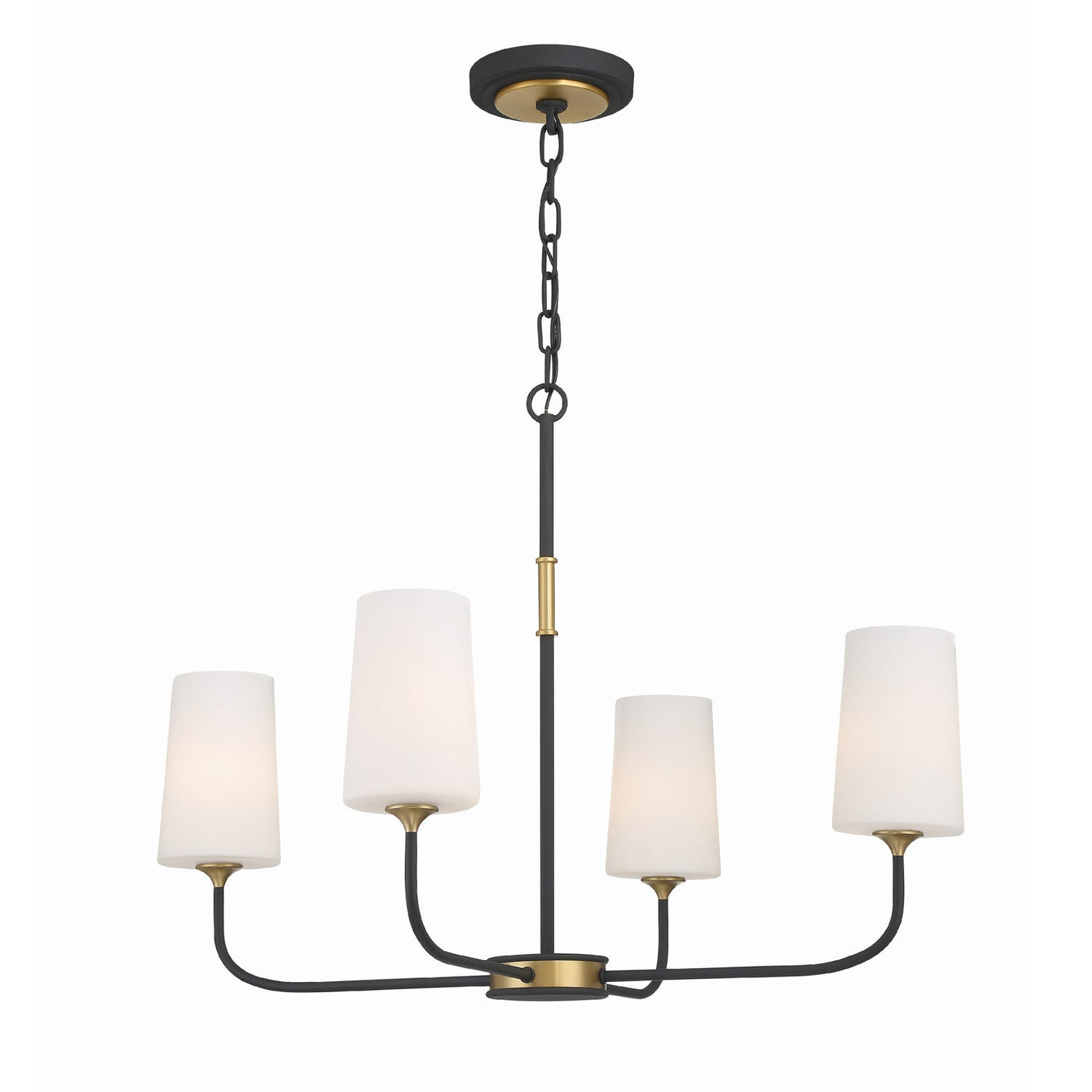 ##Antique Hardware## Niles 4 Light Black Forged + Modern Gold Chandelier