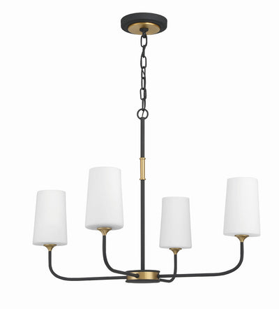 ##Antique Hardware## Niles 4 Light Black Forged + Modern Gold Chandelier