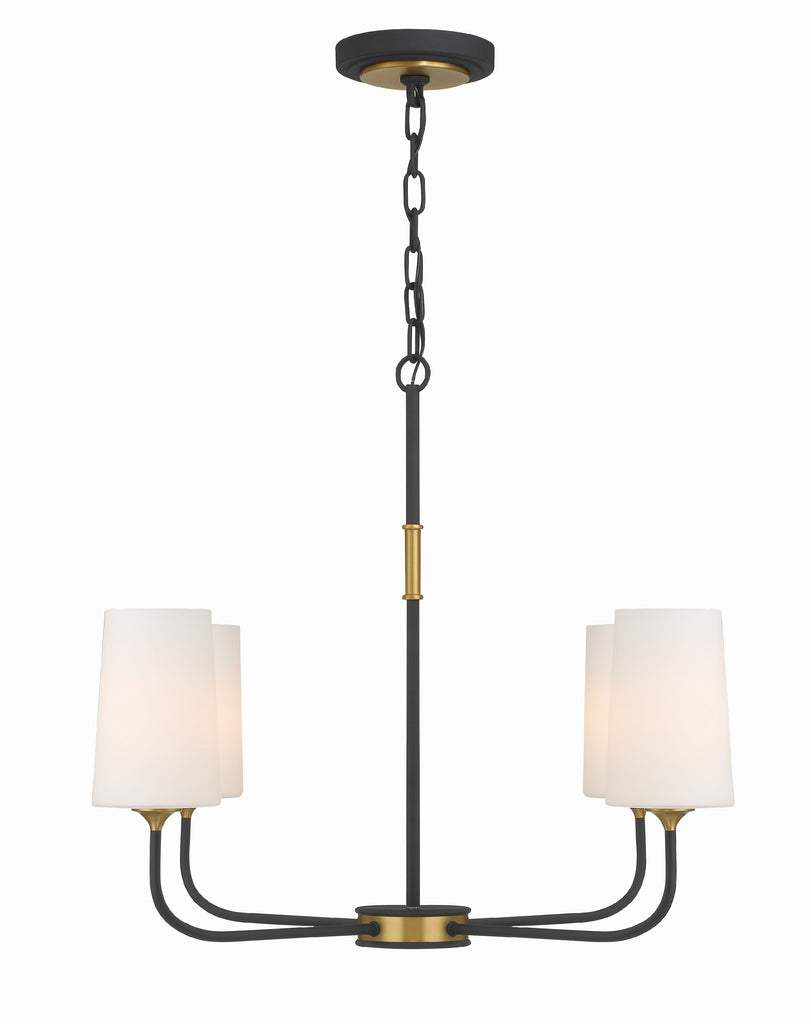 ##Antique Hardware## Niles 4 Light Black Forged + Modern Gold Chandelier