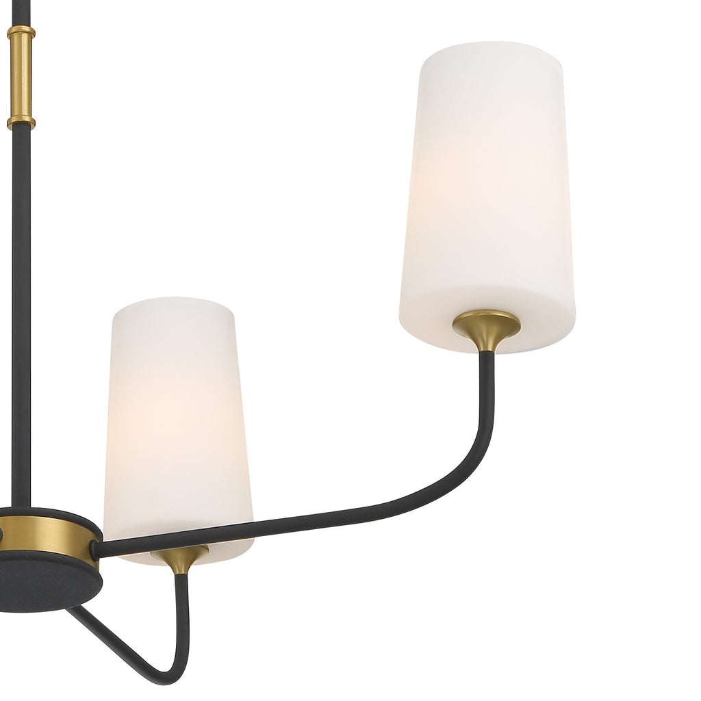 ##Antique Hardware## Niles 4 Light Black Forged + Modern Gold Chandelier