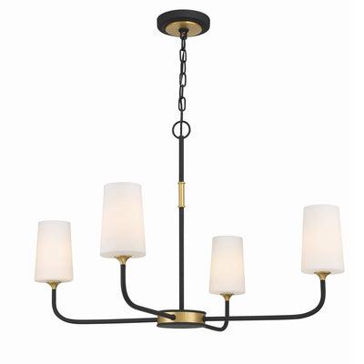 ##Antique Hardware## Niles 4 Light Black Forged + Modern Gold Chandelier