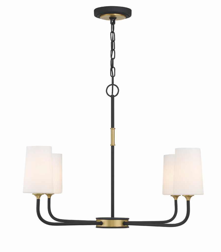 ##Antique Hardware## Niles 4 Light Black Forged + Modern Gold Chandelier