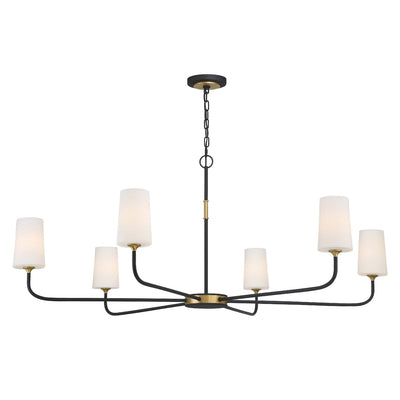 ##Antique Hardware## Niles 6 Light Black Forged + Modern Gold Chandelier