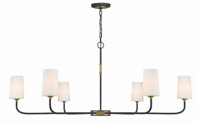 ##Antique Hardware## Niles 6 Light Black Forged + Modern Gold Chandelier