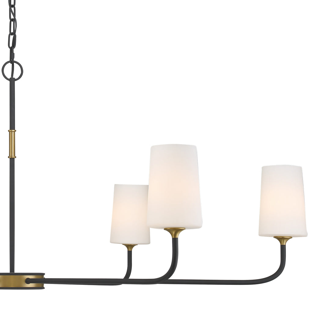 ##Antique Hardware## Niles 6 Light Black Forged + Modern Gold Chandelier