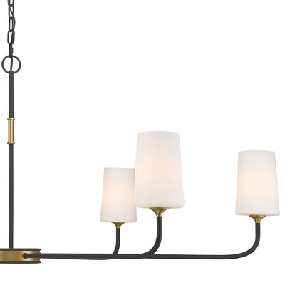 ##Antique Hardware## Niles 6 Light Black Forged + Modern Gold Chandelier