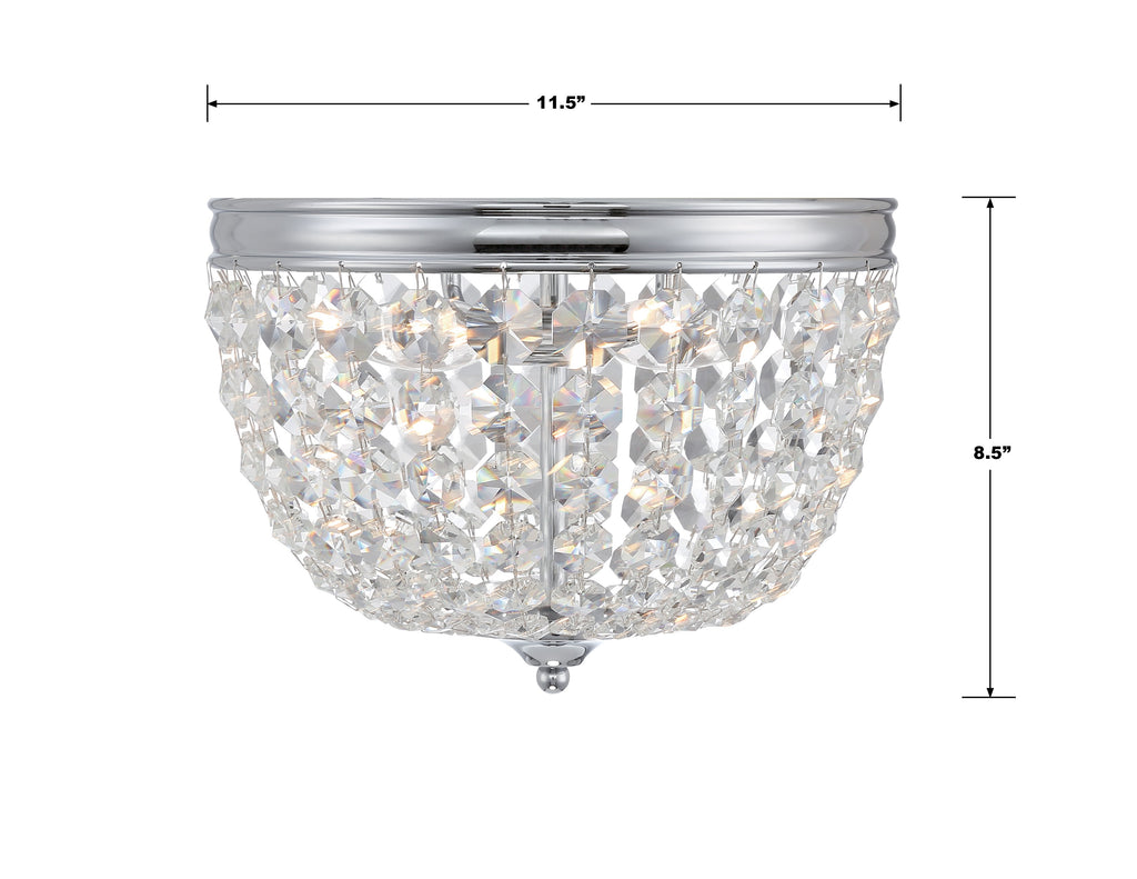 ##Antique Hardware## Nola 2 Light Polished Chrome Flush Mount