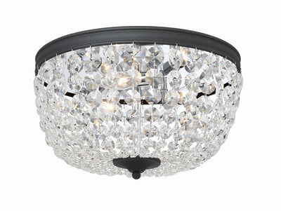 ##Antique Hardware## Nola 3 Light Black Forged Flush Mount