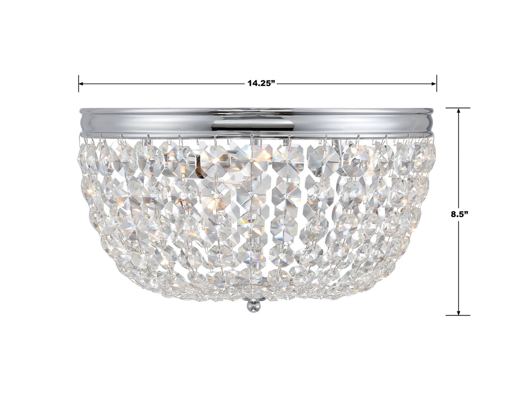 ##Antique Hardware## Nola 3 Light Polished Chrome Flush Mount