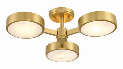 ##Antique Hardware## Orson 3 Light Modern Gold Semi Flush Mount