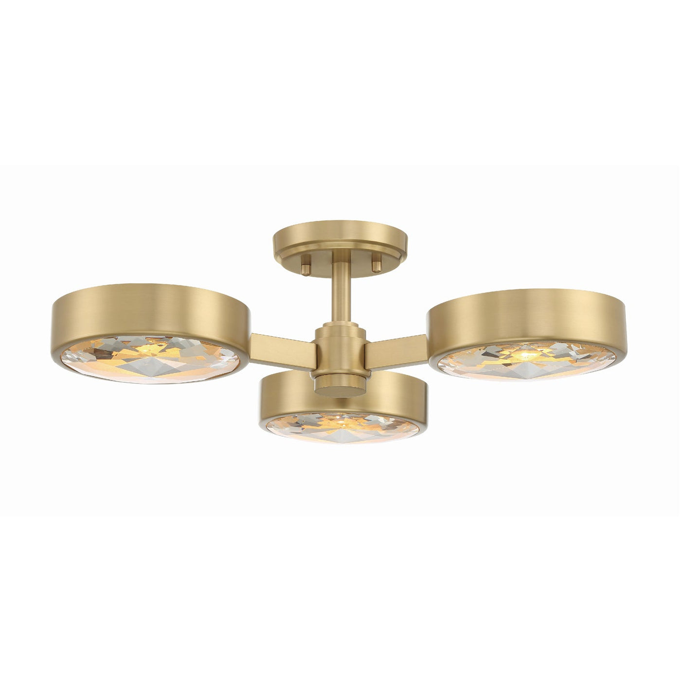 ##Antique Hardware## Orson 3 Light Modern Gold Semi Flush Mount