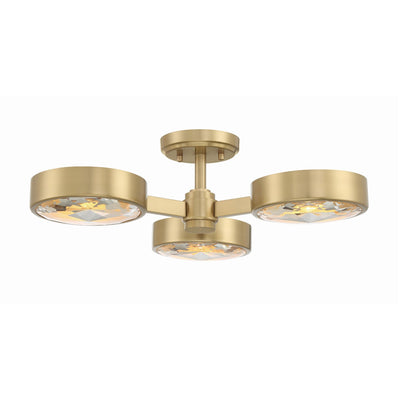 ##Antique Hardware## Orson 3 Light Modern Gold Semi Flush Mount