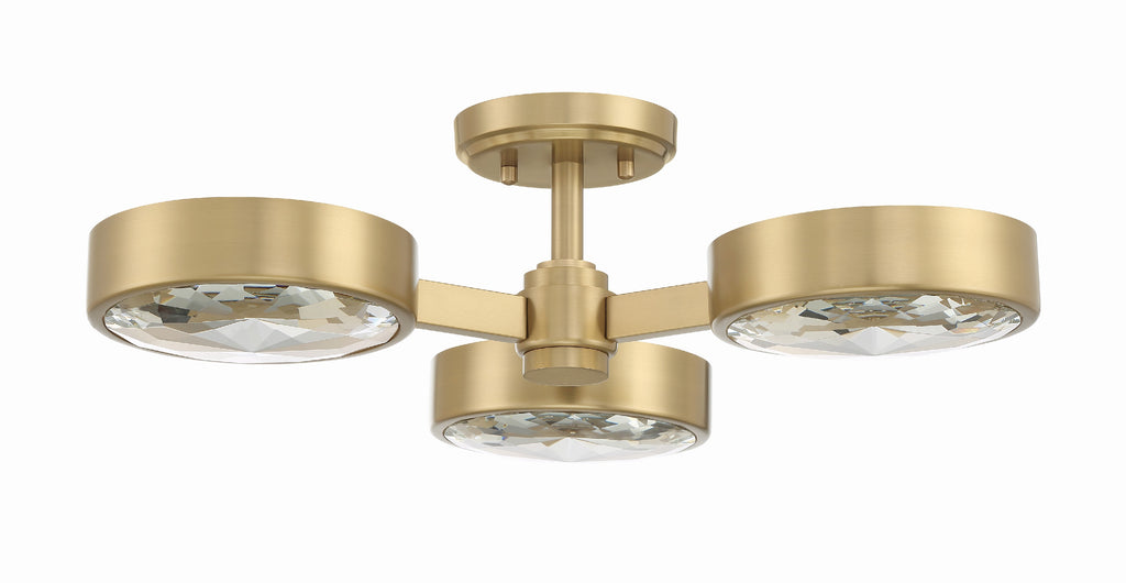 ##Antique Hardware## Orson 3 Light Modern Gold Semi Flush Mount