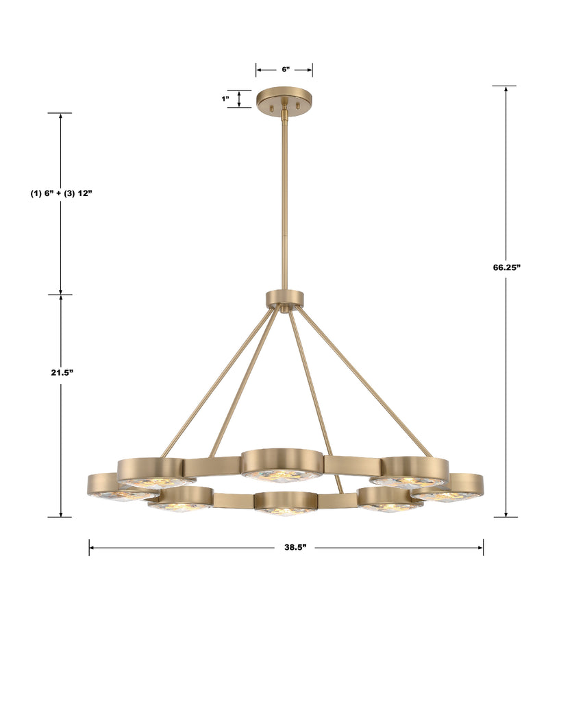 ##Antique Hardware## Orson 8 Light Modern Gold Chandelier