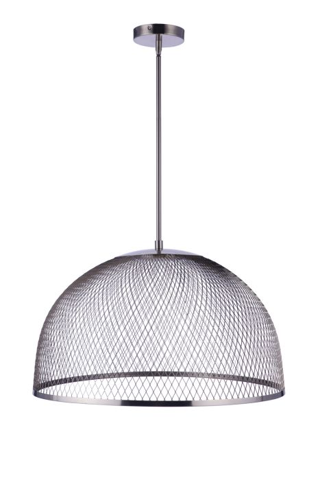 Antique Hardware 24.25” Diameter Sculptural Statement Metal Mesh Dome Pendant in Brushed Polished Nickel Pendant