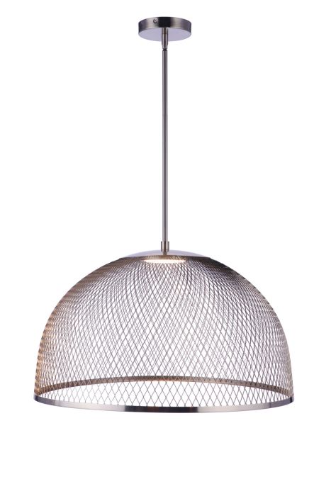 Antique Hardware 24.25” Diameter Sculptural Statement Metal Mesh Dome Pendant in Brushed Polished Nickel Pendant