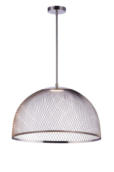 Antique Hardware 24.25” Diameter Sculptural Statement Metal Mesh Dome Pendant in Brushed Polished Nickel Pendant