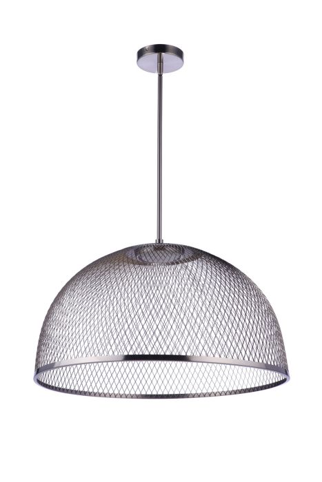 Antique Hardware 24.25” Diameter Sculptural Statement Metal Mesh Dome Pendant in Brushed Polished Nickel Pendant