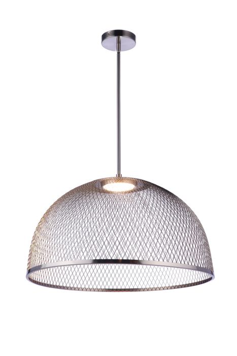 Antique Hardware 24.25” Diameter Sculptural Statement Metal Mesh Dome Pendant in Brushed Polished Nickel Pendant