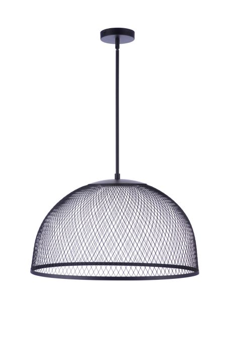 Antique Hardware 24.25” Diameter Sculptural Statement Metal Mesh Dome Pendant in Flat Black Pendant