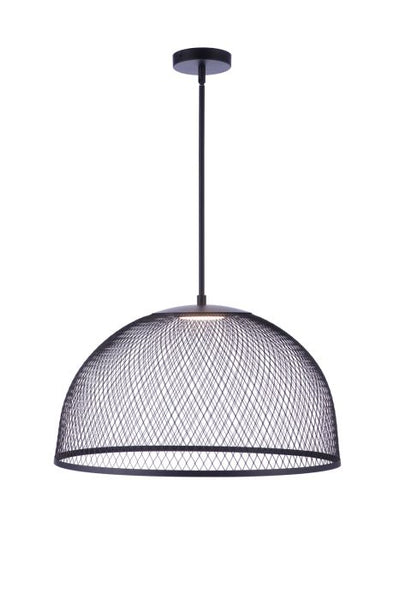 Antique Hardware 24.25” Diameter Sculptural Statement Metal Mesh Dome Pendant in Flat Black Pendant