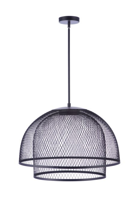 Antique Hardware 24.25” Diameter Sculptural Statement Metal Mesh Dome Pendant in Flat Black Pendant